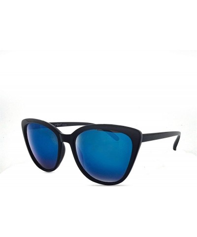 Cat Eye Retro Cat Eye Polarized Sunglasses P2439 - Black Blue Mirror - CA18KWDAZEN $11.36