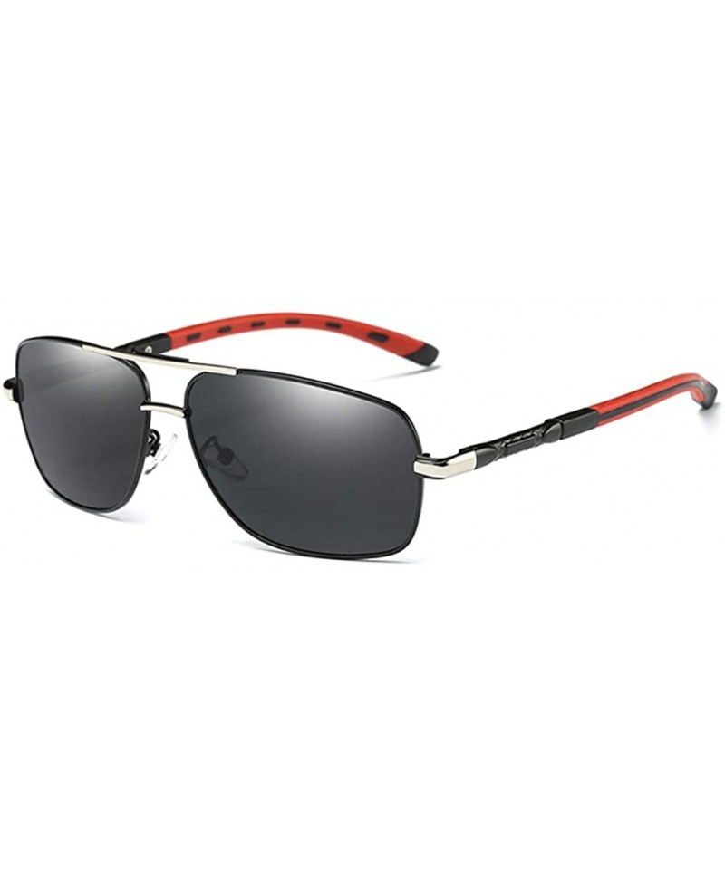 Semi-rimless Fashion Retro Biker Fishing Polarized Sunglasses for Men - Black - C218ZSKRYUD $15.79