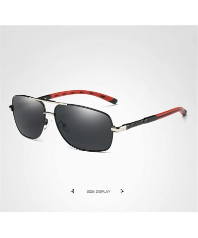 Semi-rimless Fashion Retro Biker Fishing Polarized Sunglasses for Men - Black - C218ZSKRYUD $15.79