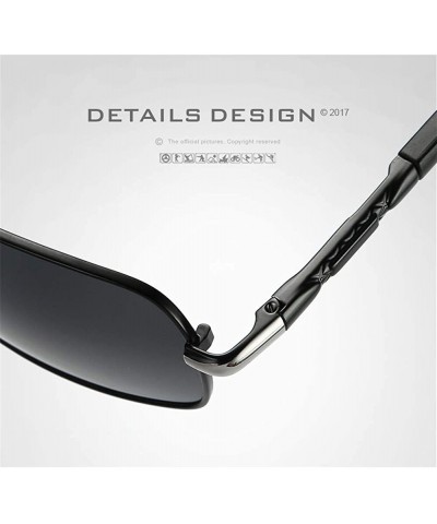 Semi-rimless Fashion Retro Biker Fishing Polarized Sunglasses for Men - Black - C218ZSKRYUD $15.79