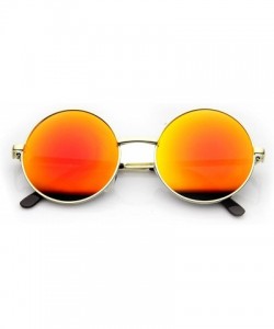 Round Round Large Lennon Style Flash Mirror Festival Sunglasses - Gold Fire - CS11XOOCGIZ $12.68