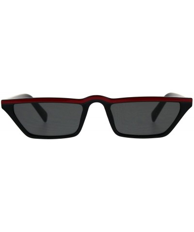 Cat Eye Womens Retro Vintage Narrow Flat Top Cat Eye Plastic Hippie Sunglasses - Black Red Black - C818CGNWQ5K $23.21