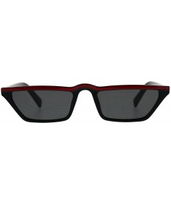 Cat Eye Womens Retro Vintage Narrow Flat Top Cat Eye Plastic Hippie Sunglasses - Black Red Black - C818CGNWQ5K $11.87