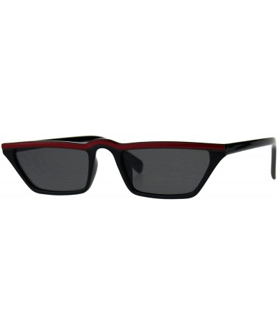 Cat Eye Womens Retro Vintage Narrow Flat Top Cat Eye Plastic Hippie Sunglasses - Black Red Black - C818CGNWQ5K $11.87