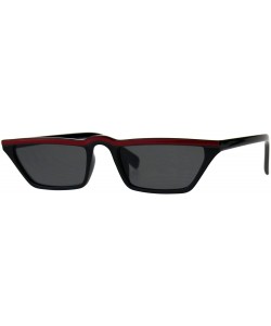 Cat Eye Womens Retro Vintage Narrow Flat Top Cat Eye Plastic Hippie Sunglasses - Black Red Black - C818CGNWQ5K $11.87