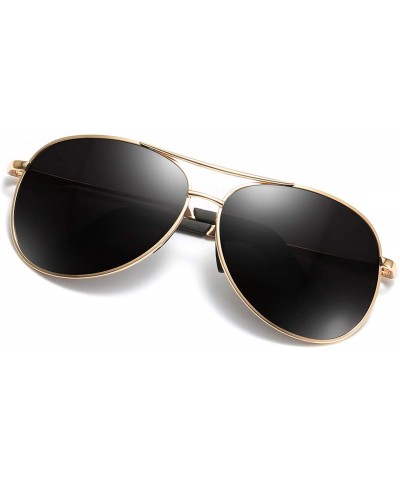 Oversized Classic Polarized Aviator Sunglasses for Men Women Metal Frame with Spring Hinges UV 400 Protection - CV18H0XS0NS $...