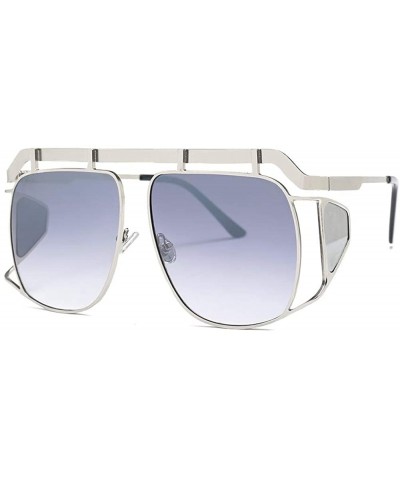 Aviator Large Frame Irregular Lens Sunglasses UV400 Sun glasses for Girl/Women 23012 - Silvergrey - CV18AGEDZGW $20.26
