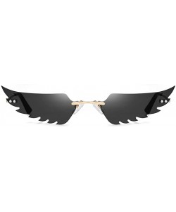 Goggle Fashion Retro Irregular Man Women Wing Shape Sunglasses Glasses Winds Shades Vintage - Black - CD190DXNXH2 $11.80