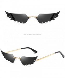 Goggle Fashion Retro Irregular Man Women Wing Shape Sunglasses Glasses Winds Shades Vintage - Black - CD190DXNXH2 $11.80