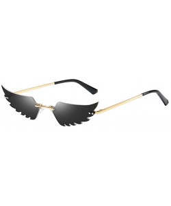 Goggle Fashion Retro Irregular Man Women Wing Shape Sunglasses Glasses Winds Shades Vintage - Black - CD190DXNXH2 $11.80