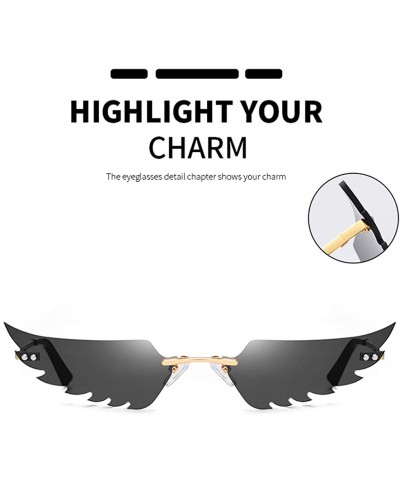 Goggle Fashion Retro Irregular Man Women Wing Shape Sunglasses Glasses Winds Shades Vintage - Black - CD190DXNXH2 $11.80