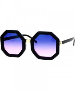 Oversized Octagon Shape Sunglasses Womens Unique Oversized Fashion Shades - Black (Blue Pink) - CR1877DZQOX $12.98