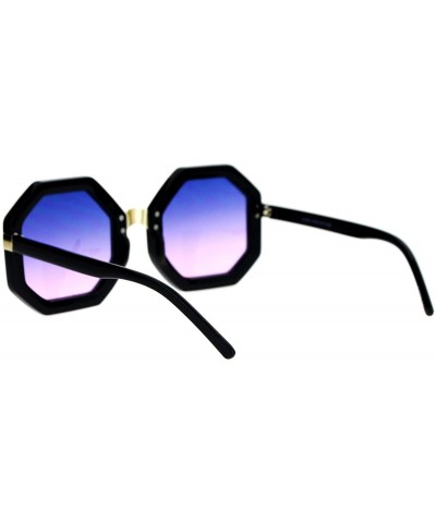 Oversized Octagon Shape Sunglasses Womens Unique Oversized Fashion Shades - Black (Blue Pink) - CR1877DZQOX $12.98