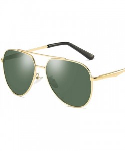 Aviator Oversized Round Pilot Polarized Sunglasses for Men Women UV400 Protection - Gold Green - CK18O4TQEM7 $8.67