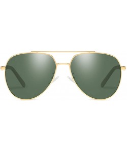 Aviator Oversized Round Pilot Polarized Sunglasses for Men Women UV400 Protection - Gold Green - CK18O4TQEM7 $8.67