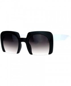 Square Fashion Sunglasses Shaved Carved Bottom Square Frame Unisex Eyewear - Black White - CS18905UTO3 $12.40