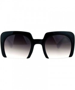 Square Fashion Sunglasses Shaved Carved Bottom Square Frame Unisex Eyewear - Black White - CS18905UTO3 $24.26