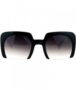 Square Fashion Sunglasses Shaved Carved Bottom Square Frame Unisex Eyewear - Black White - CS18905UTO3 $12.40