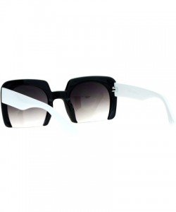 Square Fashion Sunglasses Shaved Carved Bottom Square Frame Unisex Eyewear - Black White - CS18905UTO3 $12.40