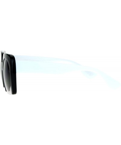 Square Fashion Sunglasses Shaved Carved Bottom Square Frame Unisex Eyewear - Black White - CS18905UTO3 $24.26