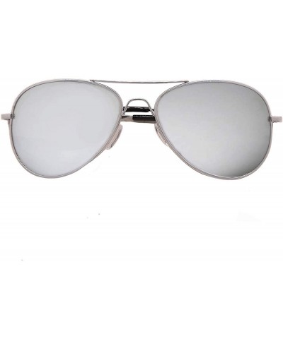 Aviator Metal Classic Aviator Color Lens Sunglasses Small Size P2480 - Silver-mirror Lens - CF11BJQMI8D $9.03