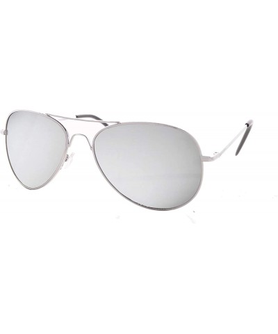 Aviator Metal Classic Aviator Color Lens Sunglasses Small Size P2480 - Silver-mirror Lens - CF11BJQMI8D $9.03