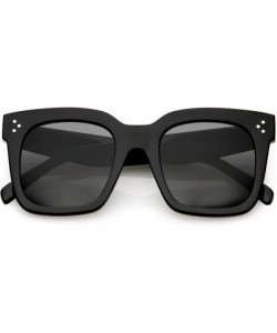 Round Retro Oversized Square Sunglasses for Women with Flat Lens 50mm - C01 - Shiny Black / Smoke - CA12J18FSKZ $30.90