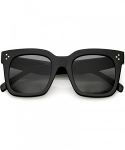 Round Retro Oversized Square Sunglasses for Women with Flat Lens 50mm - C01 - Shiny Black / Smoke - CA12J18FSKZ $16.34