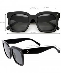 Round Retro Oversized Square Sunglasses for Women with Flat Lens 50mm - C01 - Shiny Black / Smoke - CA12J18FSKZ $30.90