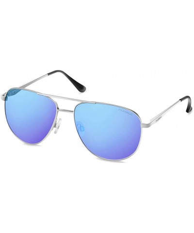 Round Aviator Polarized Sunglasses for Men-Women-Sun Shade with UV400 & Spring Hinges - Blue - C218ILC8M29 $27.32