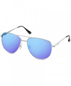 Round Aviator Polarized Sunglasses for Men-Women-Sun Shade with UV400 & Spring Hinges - Blue - C218ILC8M29 $12.72