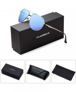 Round Aviator Polarized Sunglasses for Men-Women-Sun Shade with UV400 & Spring Hinges - Blue - C218ILC8M29 $12.72