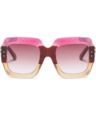 Oversized Oversized Square Sunglasses Multi Tinted Glitter Frame Stylish Inspired B2276 - 3 Pink-yellow/Red-grey - CH189SKL9Q...