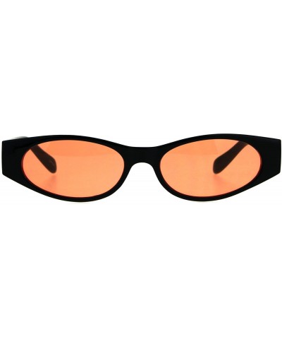 Rectangular Womens Mod Narrow Rectangle Pop Color Oval Lens Plastic Sunglasses - Orange - CW180K706H2 $13.04