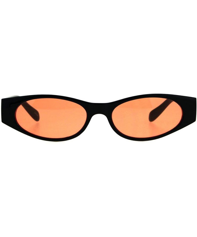 Rectangular Womens Mod Narrow Rectangle Pop Color Oval Lens Plastic Sunglasses - Orange - CW180K706H2 $13.04