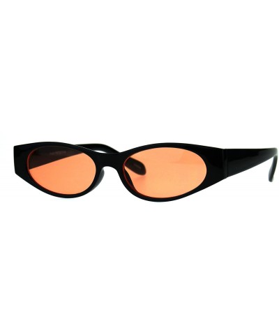 Rectangular Womens Mod Narrow Rectangle Pop Color Oval Lens Plastic Sunglasses - Orange - CW180K706H2 $13.04