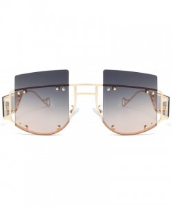 Square Woman Retro Oversized Big Square Frame UV400 Polarized Sunglasses for Female 2130 - Gray Pink - CG18ZA6ID48 $30.25