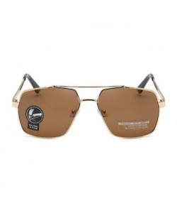 Rectangular Metal Square Polarized Sunglasses Photochromic Sunglasses Men's Driver Anti-UV Gun Color Glasses (Gold Tea) - CO1...