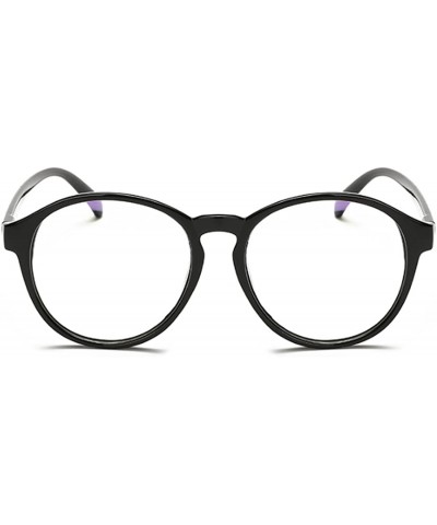 Round Student Myopia Glasses Fashion Retro Big-Frame Glasses Round Face - Bright Black - C518EAN6YHC $44.53