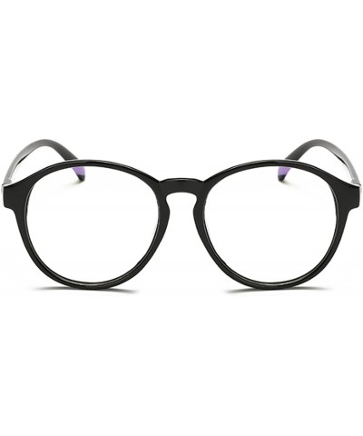 Round Student Myopia Glasses Fashion Retro Big-Frame Glasses Round Face - Bright Black - C518EAN6YHC $21.96