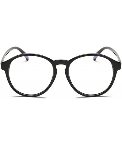 Round Student Myopia Glasses Fashion Retro Big-Frame Glasses Round Face - Bright Black - C518EAN6YHC $21.96