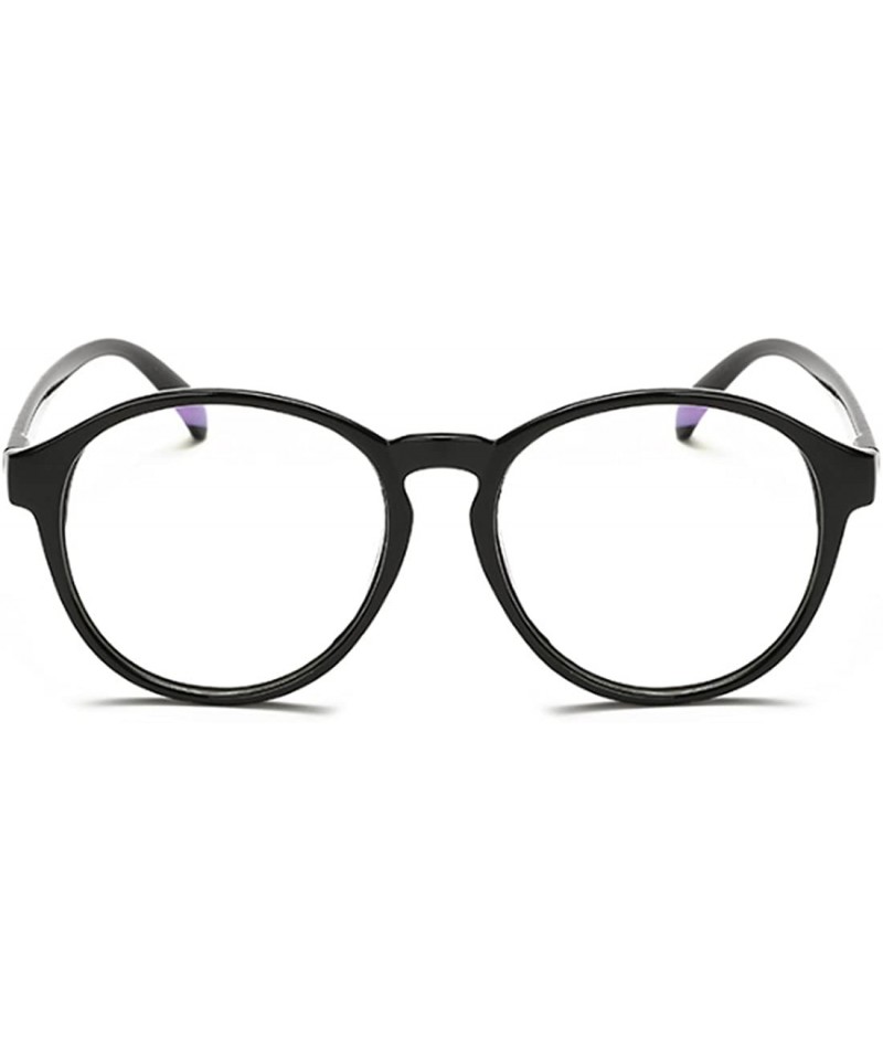 Round Student Myopia Glasses Fashion Retro Big-Frame Glasses Round Face - Bright Black - C518EAN6YHC $21.96