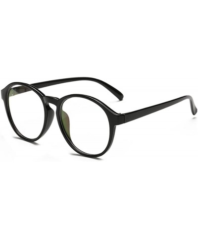 Round Student Myopia Glasses Fashion Retro Big-Frame Glasses Round Face - Bright Black - C518EAN6YHC $21.96