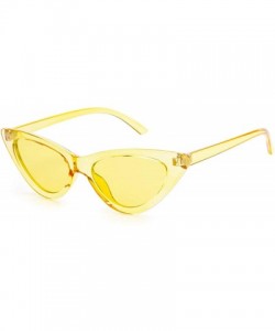 Oval Retro Vintage Narrow Cat Eye Sunglasses for Women Clout Goggles Plastic Frame - A-clear Yellow - CV18C8GYYXR $10.19