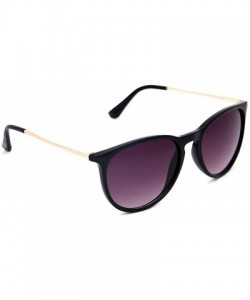 Round Classic Round Sunglasses for Women UV400 Lens Vintage Retro Glasses - Shiny Black/Smoke Gradient - CT186280RU2 $12.31