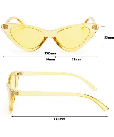 Oval Retro Vintage Narrow Cat Eye Sunglasses for Women Clout Goggles Plastic Frame - A-clear Yellow - CV18C8GYYXR $10.19