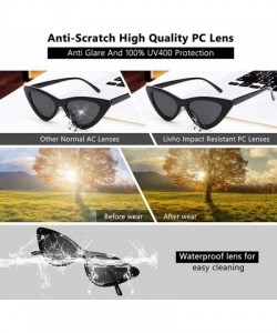 Oval Retro Vintage Narrow Cat Eye Sunglasses for Women Clout Goggles Plastic Frame - A-clear Yellow - CV18C8GYYXR $10.19