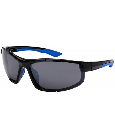 Sport Unisex Adults 100% UV400 Polycarbonate Frame Sport Blades Wrap SunGlasses - Blue/Black - CM192ZMCIA9 $13.34