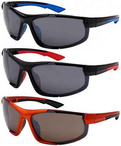 Sport Unisex Adults 100% UV400 Polycarbonate Frame Sport Blades Wrap SunGlasses - Blue/Black - CM192ZMCIA9 $13.34