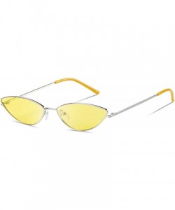 Goggle Trendy Cool Stylish Vintage Cateye Sunglasses for Women with UV400 Protection W019 - Silver Frame Yellow Lens - CN196G...